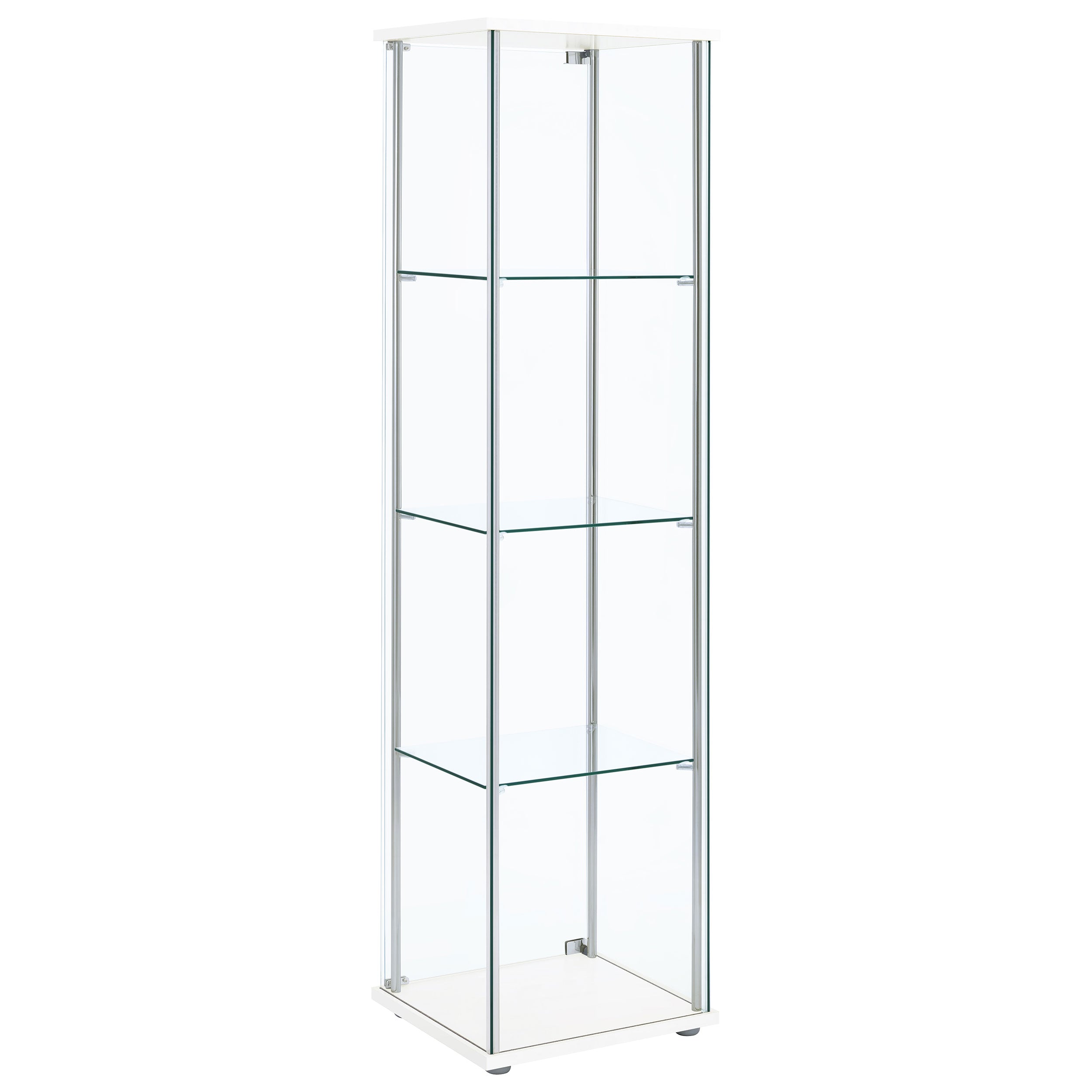 Bellatrix 3-shelf Clear Glass Curio Cabinet White — view 6