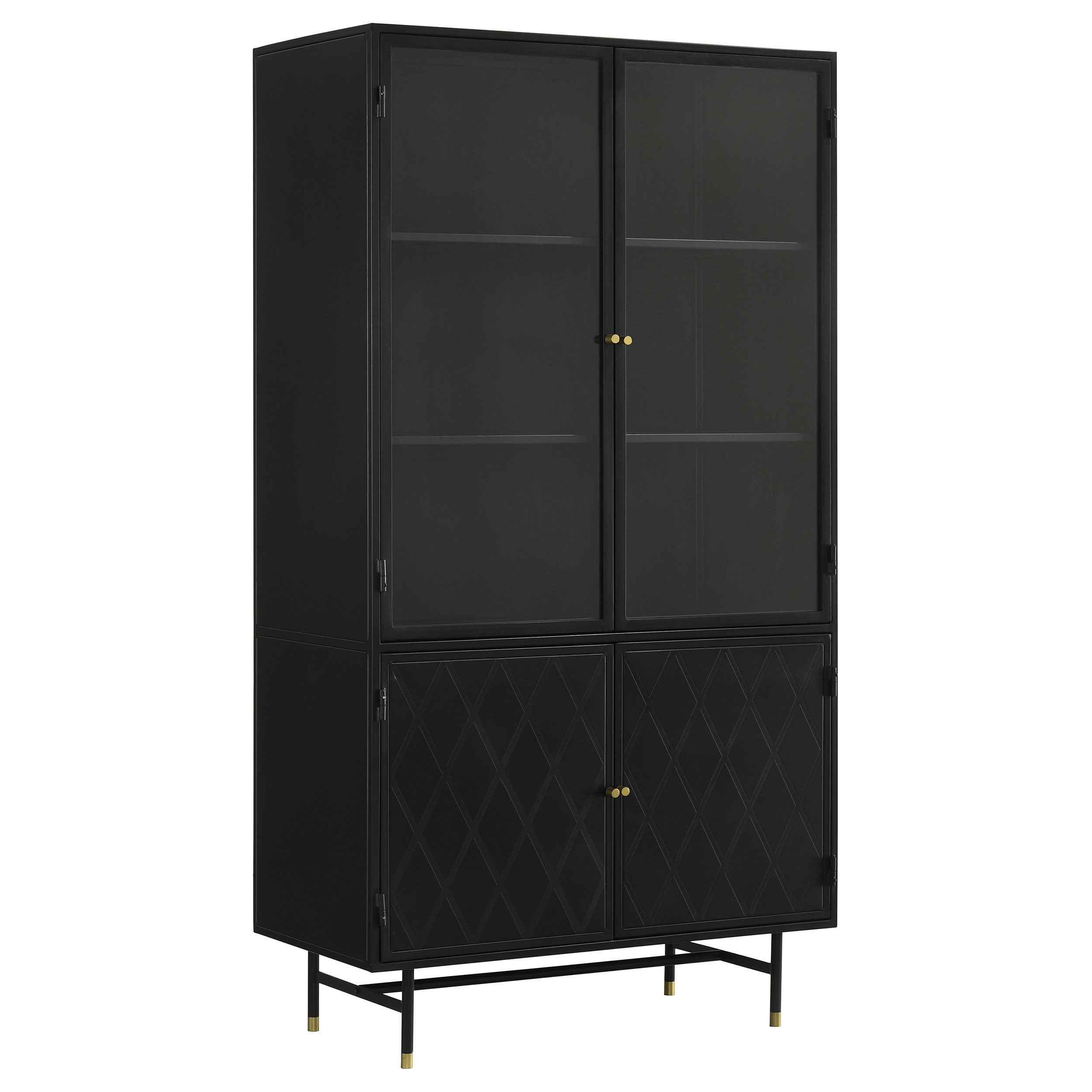 Santiago 4-door Metal Tall Storage Cabinet Matte Black — view 1