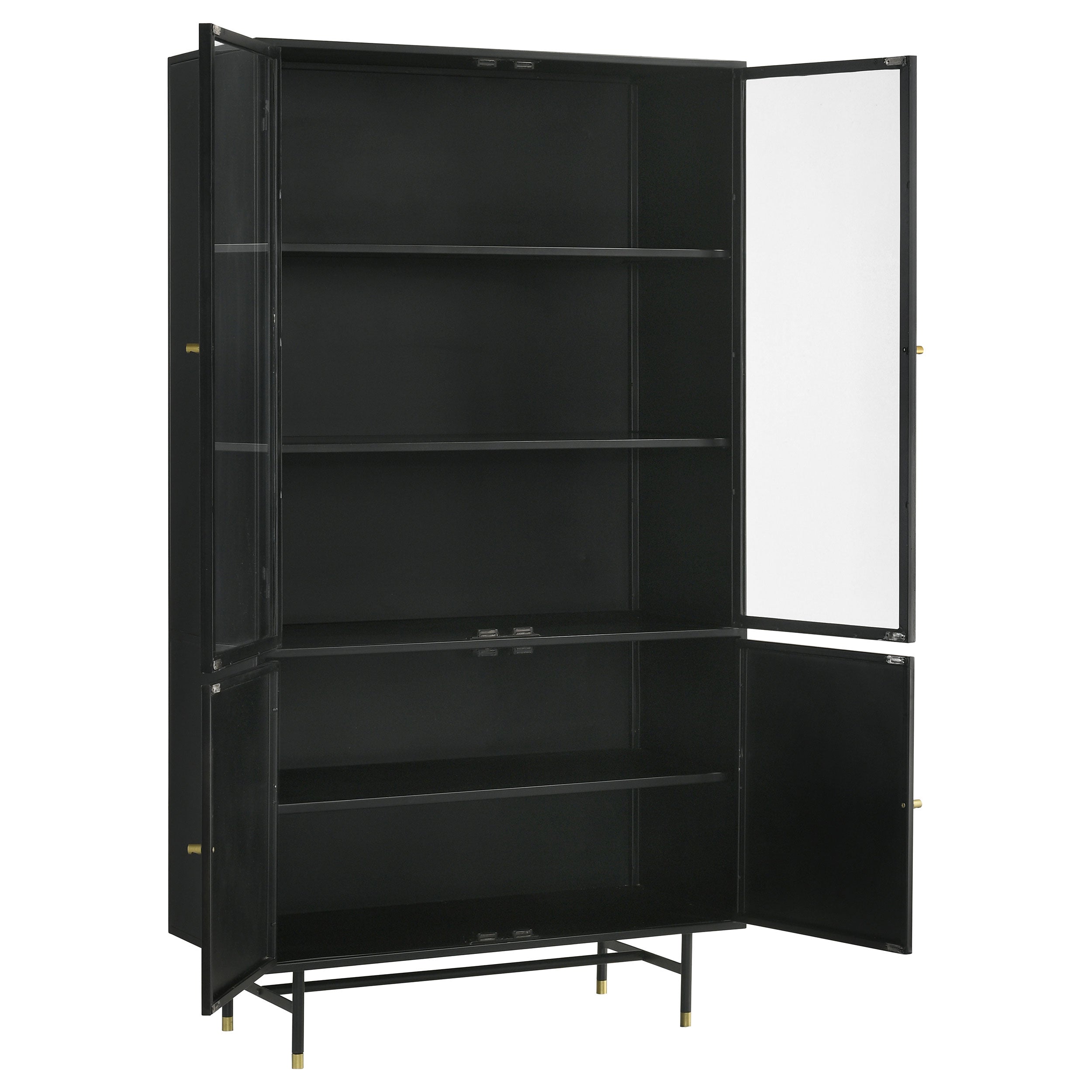 Santiago 4-door Metal Tall Storage Cabinet Matte Black — view 3