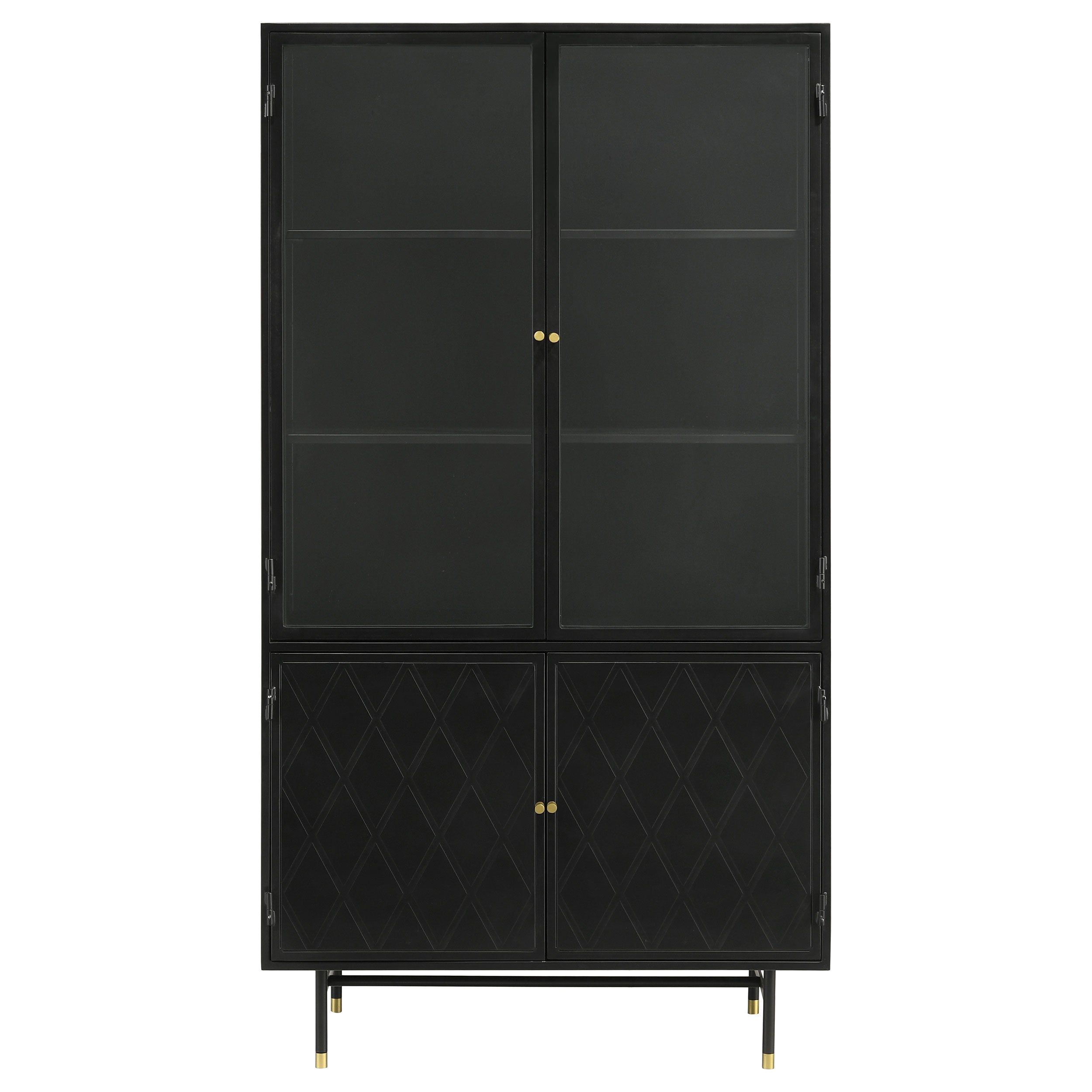 Santiago 4-door Metal Tall Storage Cabinet Matte Black — view 4