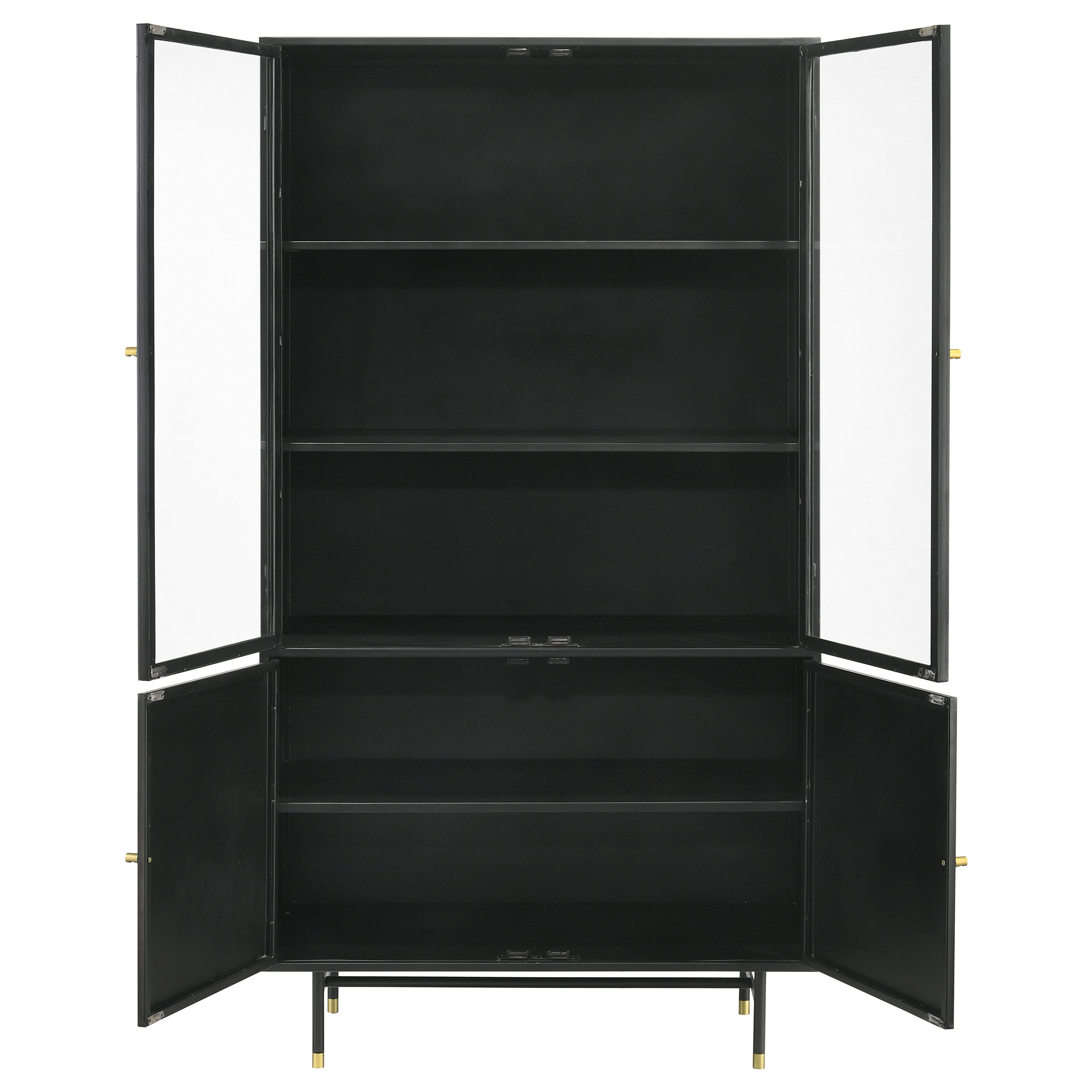 Santiago 4-door Metal Tall Storage Cabinet Matte Black — view 5