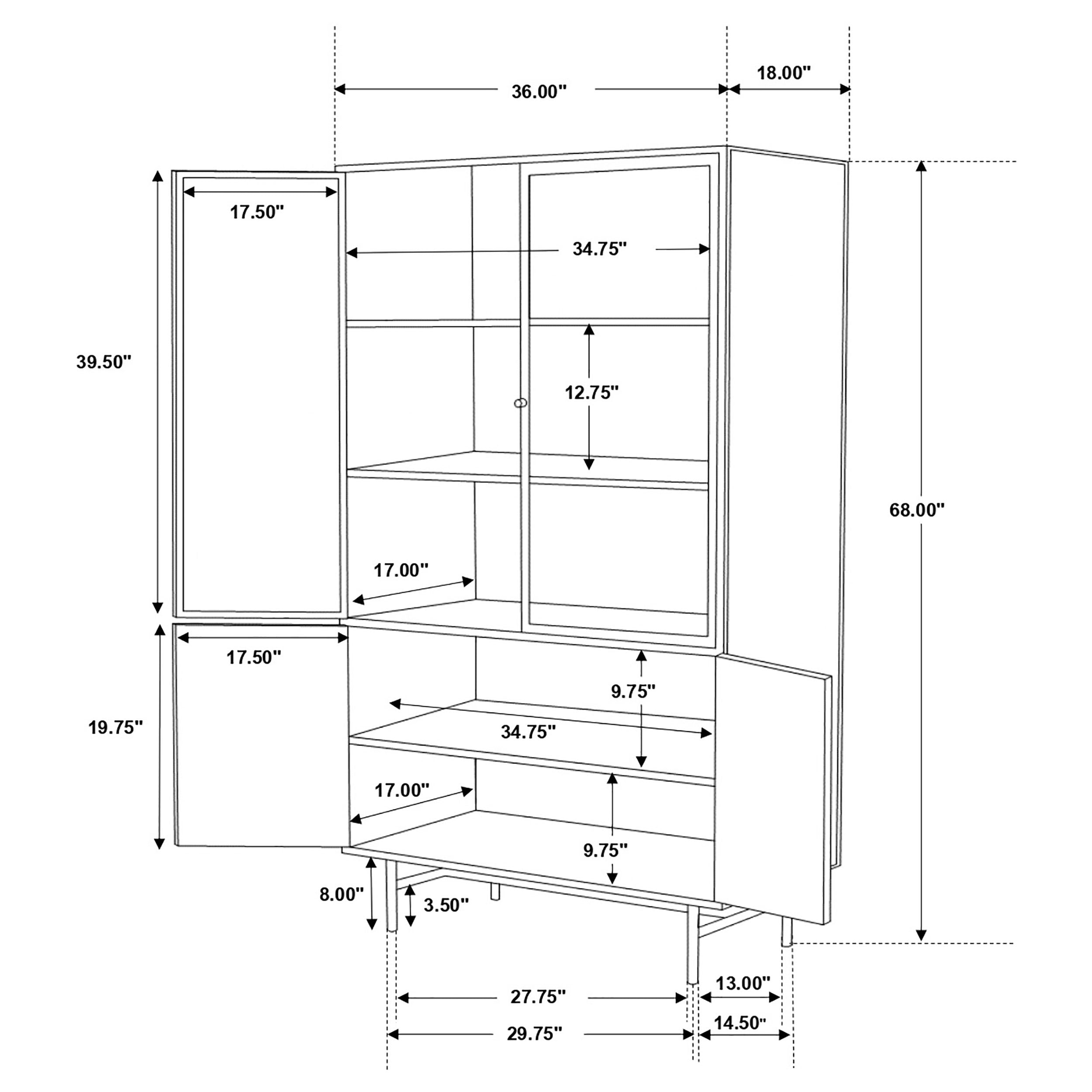 Santiago 4-door Metal Tall Storage Cabinet Matte Black — view 8