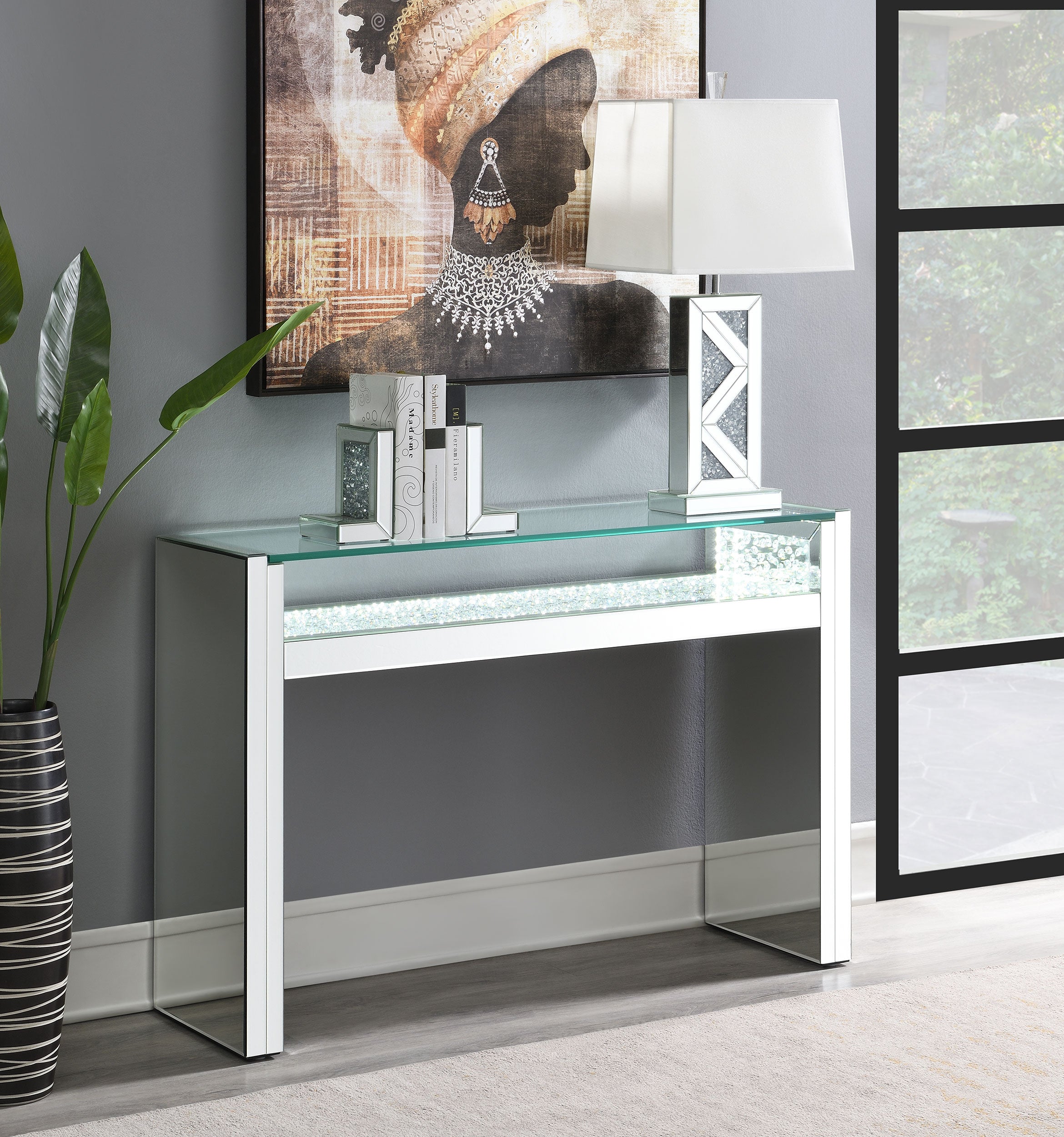 Edna Mirrored Console Table LED Lighting Silver — view 2