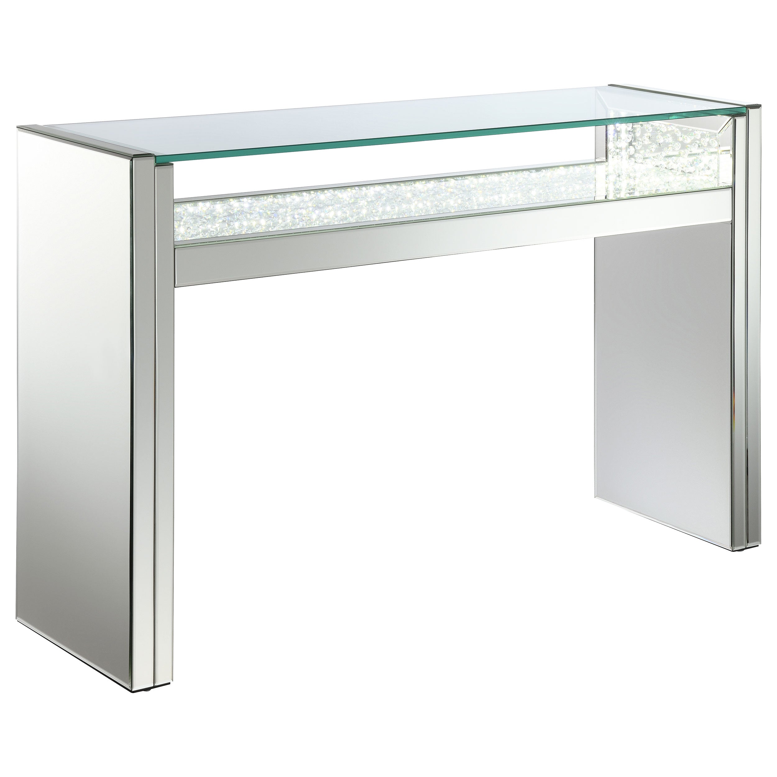 Edna Mirrored Console Table LED Lighting Silver — view 1