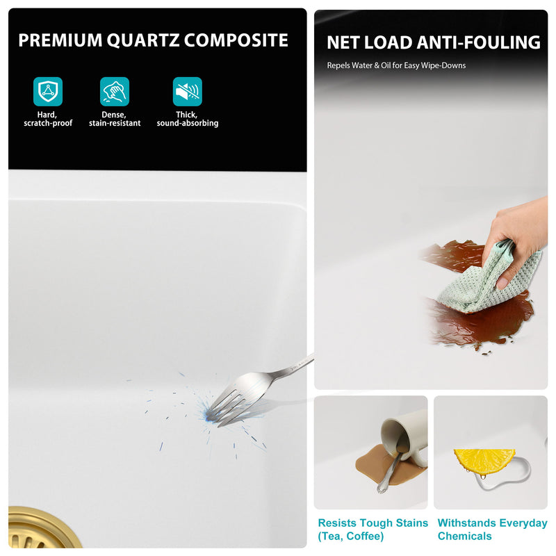 Modern Quartz Kitchen Sink Undermount Granite Composite