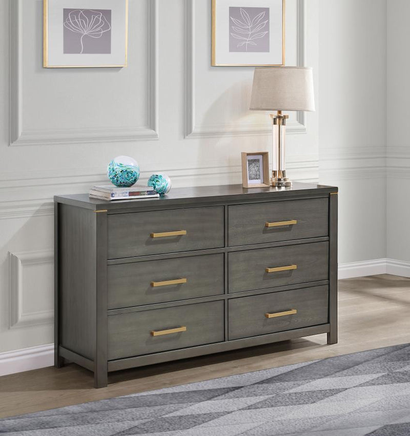 Kieran - 6-Drawer Bedroom Dresser - Gray