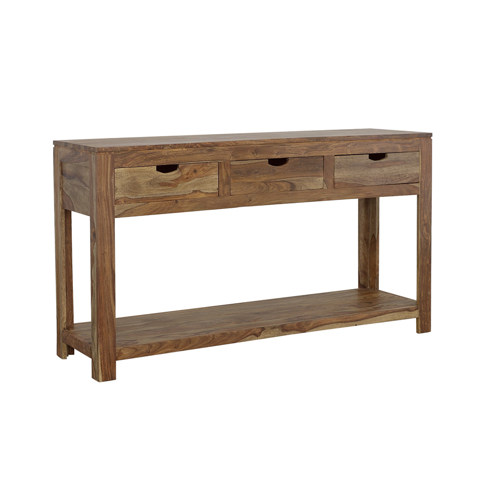 Esther 3-drawer Wood Console Table Natural Sheesham — view 1