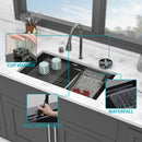 Undermount Stainless Steel Kitchen Sink With Pull Down Faucet & Ledge Workstation