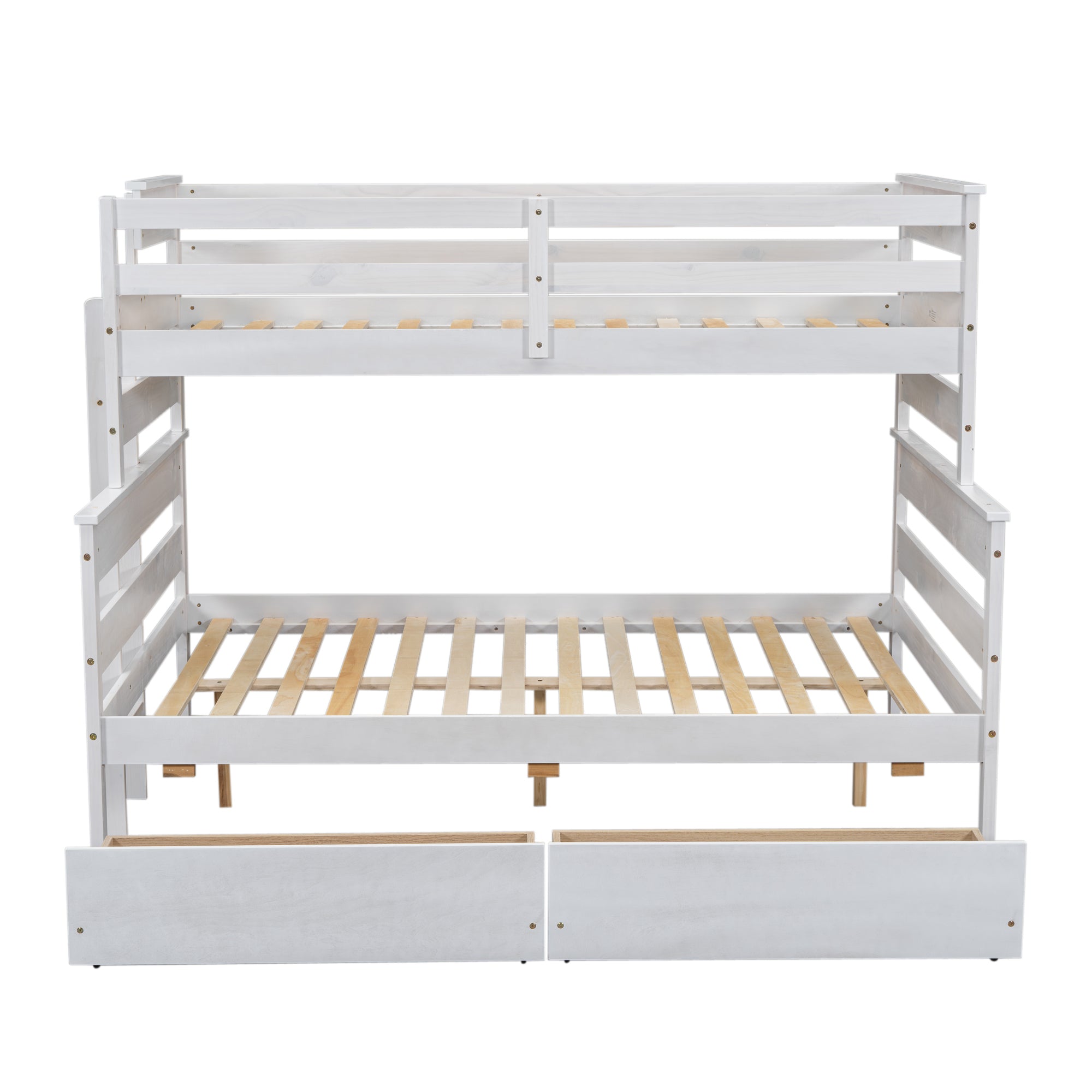 Wood Twin over Full Bunk Bed with 2 Drawers, White - Atlantic Fine Furniture Melbourne FL