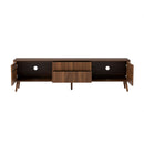 Fluted TV Stand With Storage Drawers And Cabinets For TVs Up To 80", Soft-Close Hinges, Cable Management - Walnut