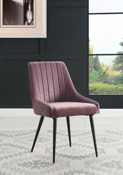 Caspian - Side Chair (Set of 2) - Pink Fabric & Black Finish - Atlantic Fine Furniture Inc