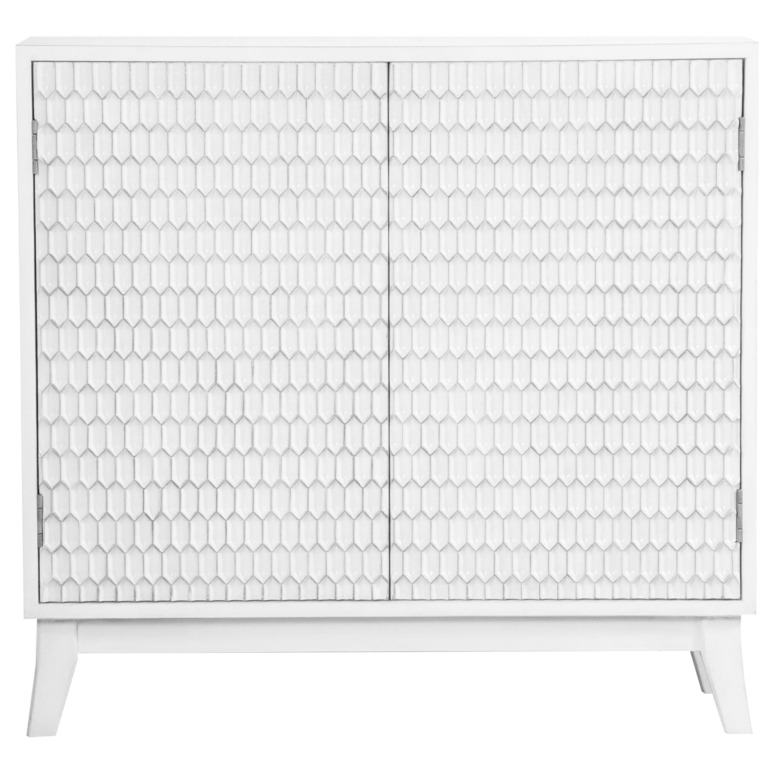 Gambon 2-door Wood Honeycomb Pattern Accent Cabinet White — view 1