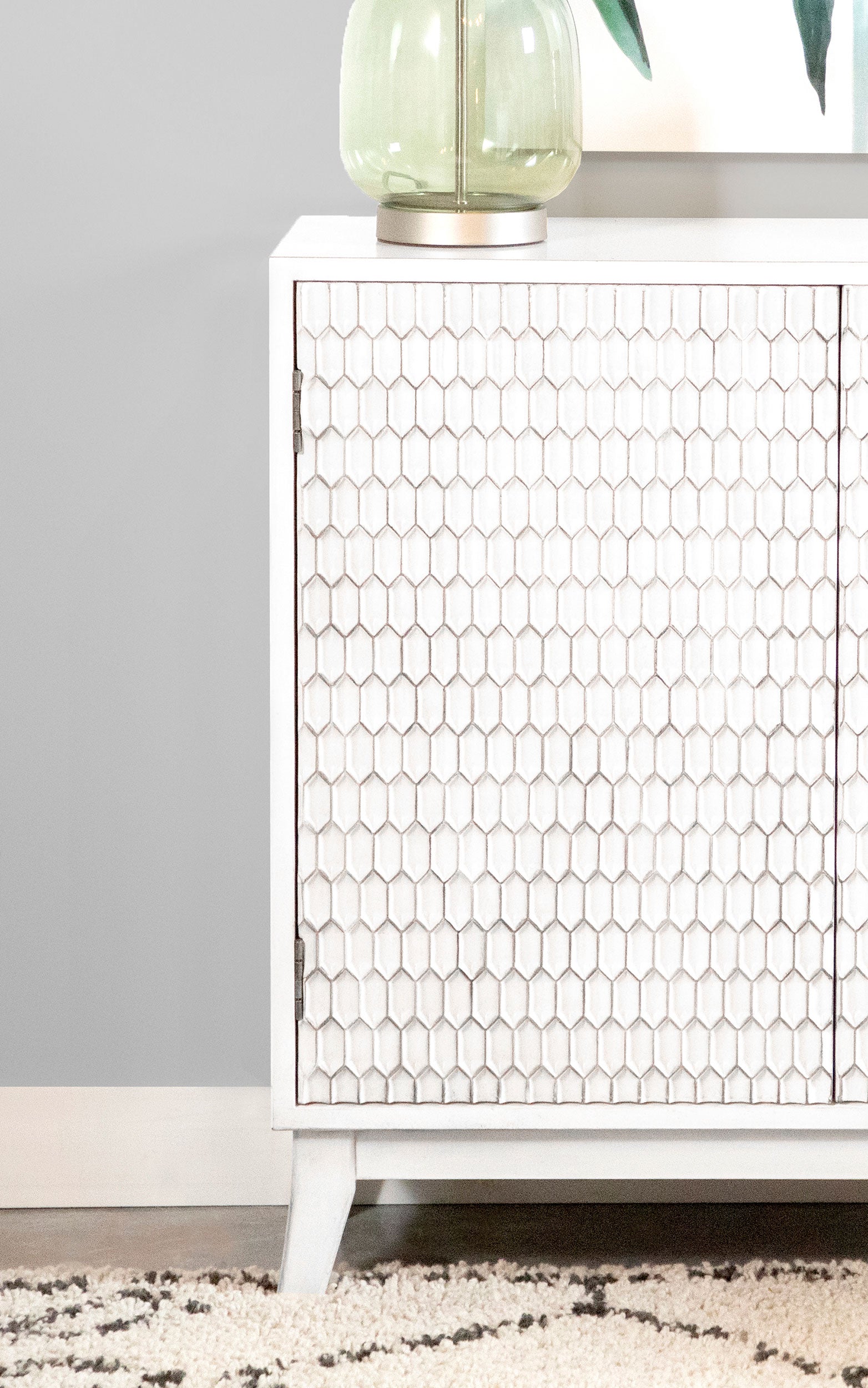 Gambon 2-door Wood Honeycomb Pattern Accent Cabinet White — view 7
