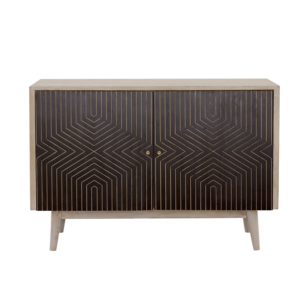 Ixora 2-door Wood Accent Cabinet White Washed and Black — view 3