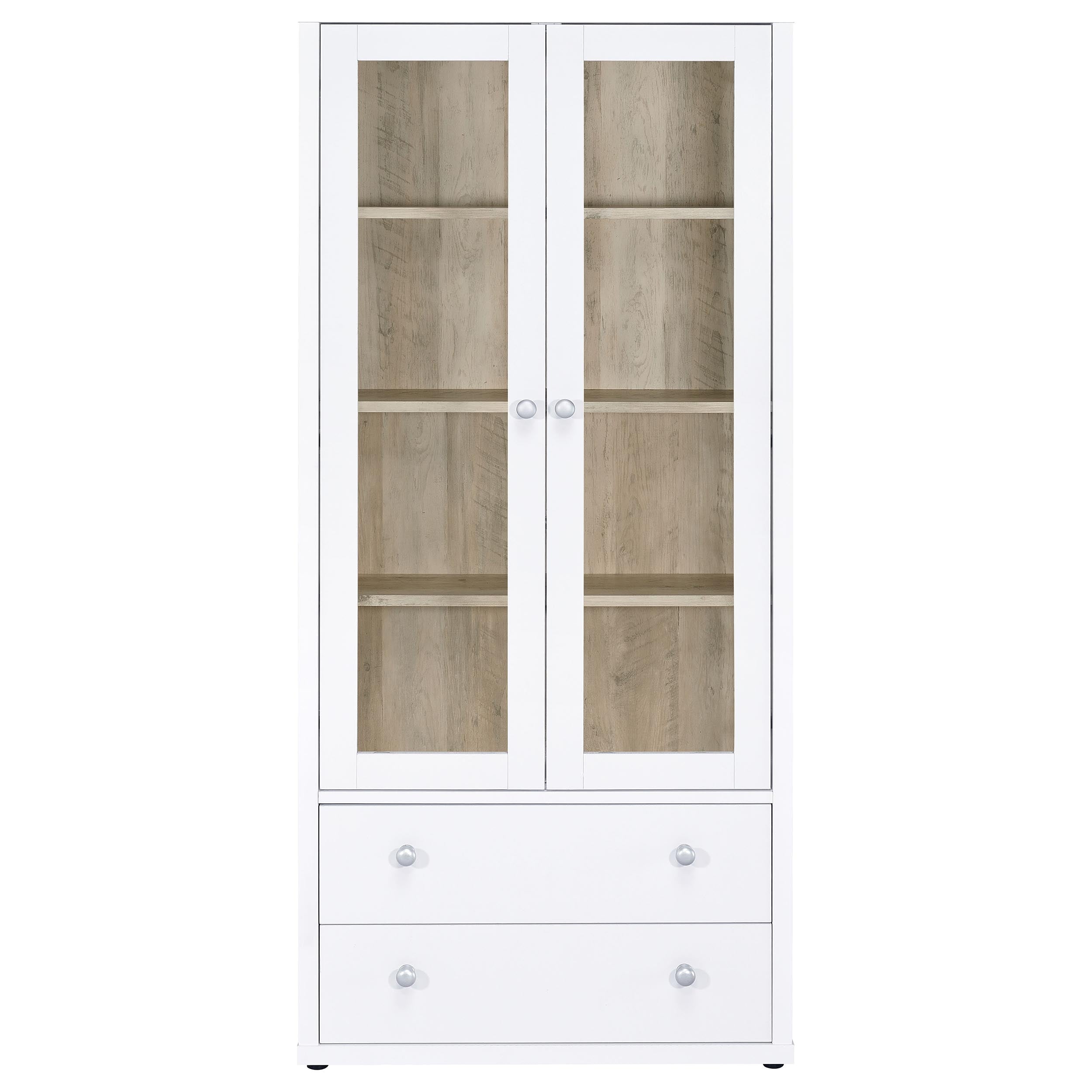 Hawthorne 4-shelf Glass Door Tall Cabinet with Drawers White — view 4