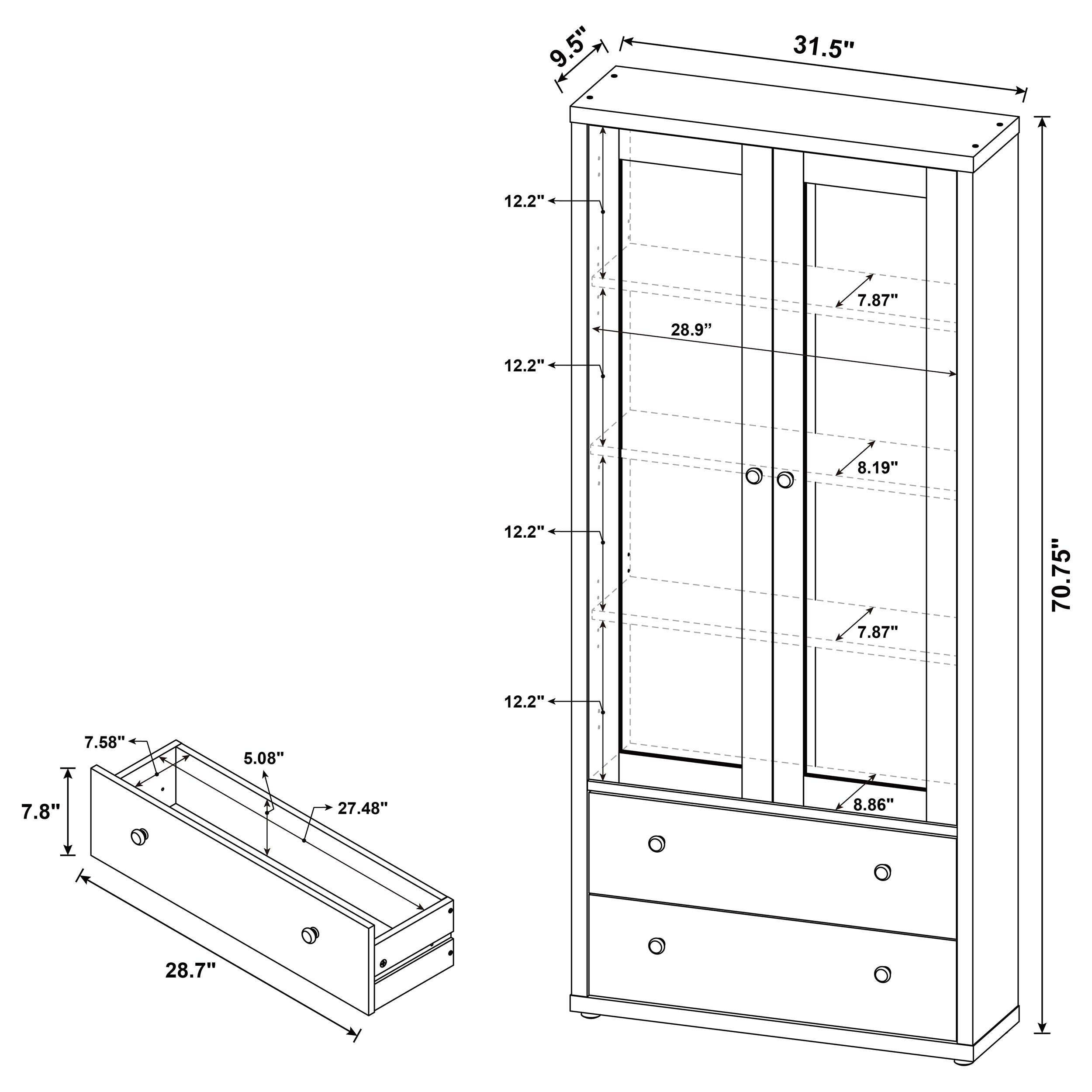 Hawthorne 4-shelf Glass Door Tall Cabinet with Drawers Mango — view 11
