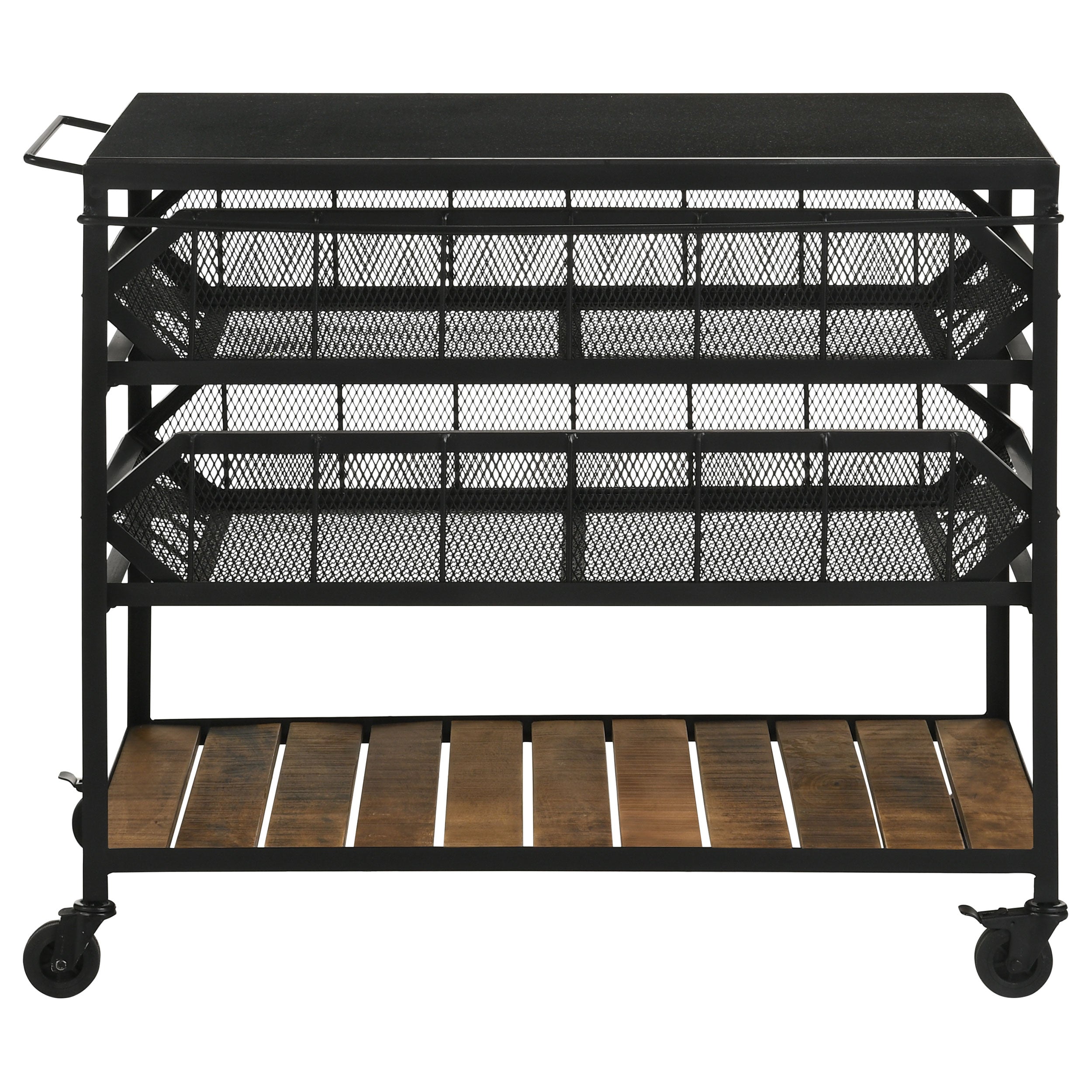 Evander Marble Top Kitchen Cart with Removable Shelves Black — view 4