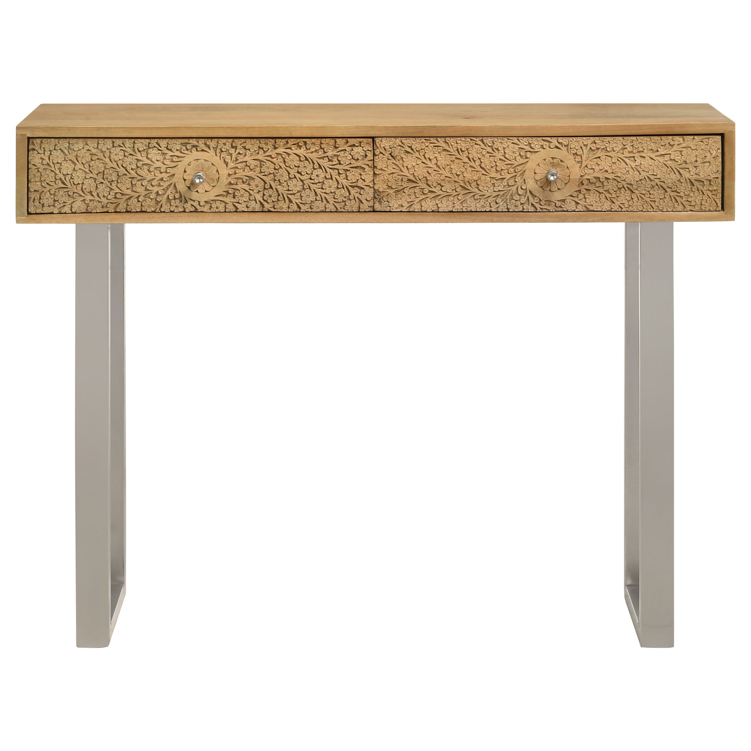 Draco 2-drawer Console Table Hand Carved Details Natural — view 4