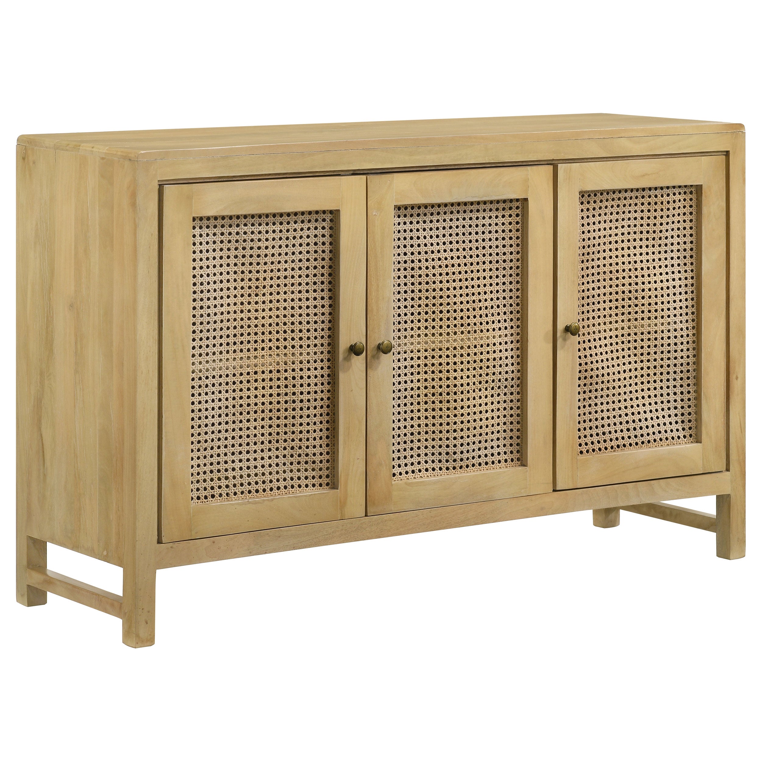 Zamora 3-door Wood Accent Cabinet with Woven Cane Natural — view 1