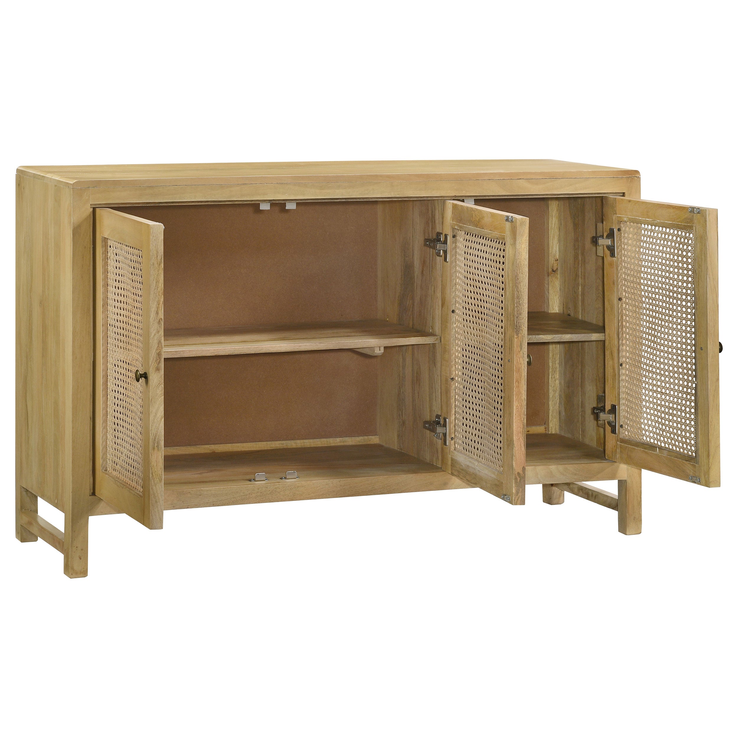 Zamora 3-door Wood Accent Cabinet with Woven Cane Natural — view 3