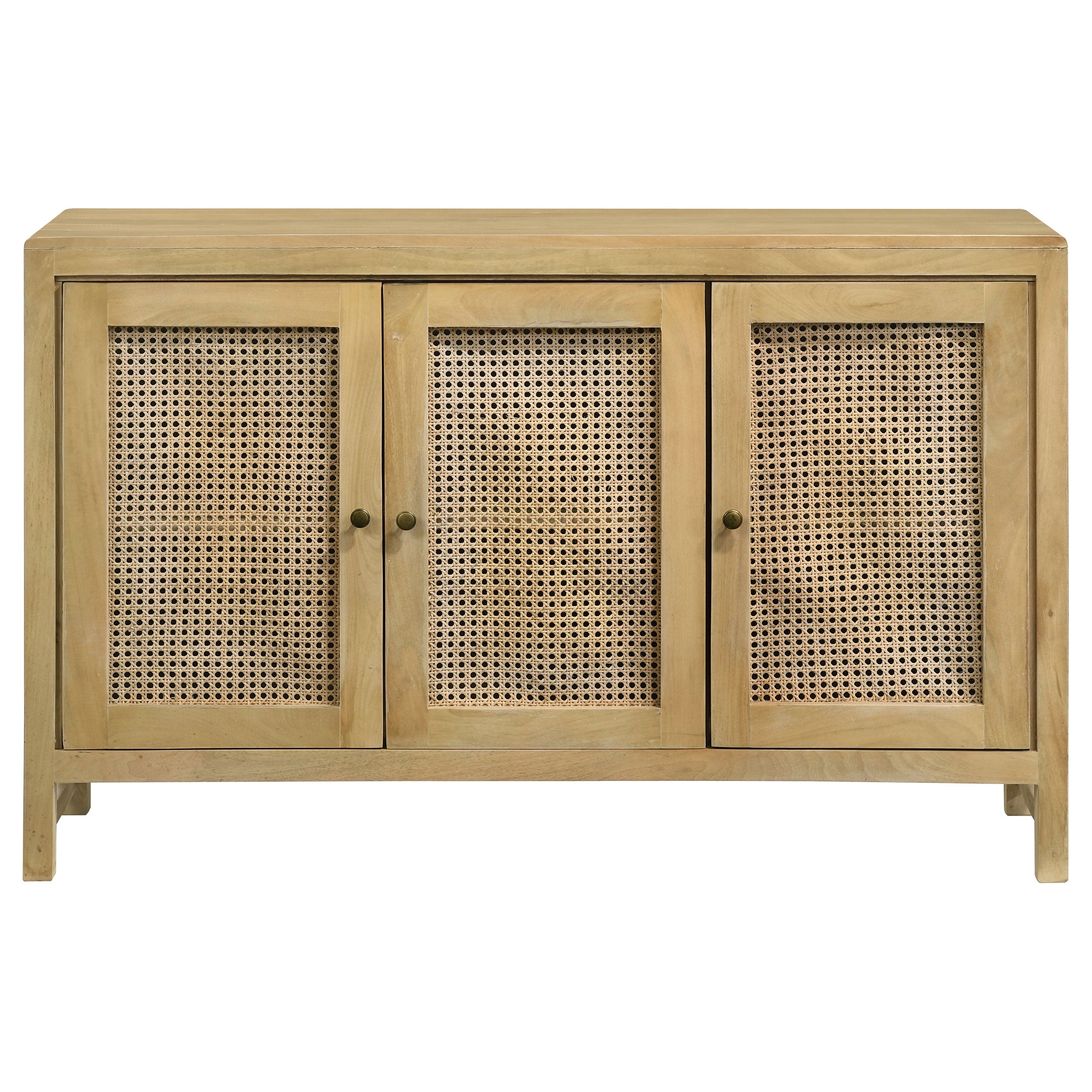Zamora 3-door Wood Accent Cabinet with Woven Cane Natural — view 4