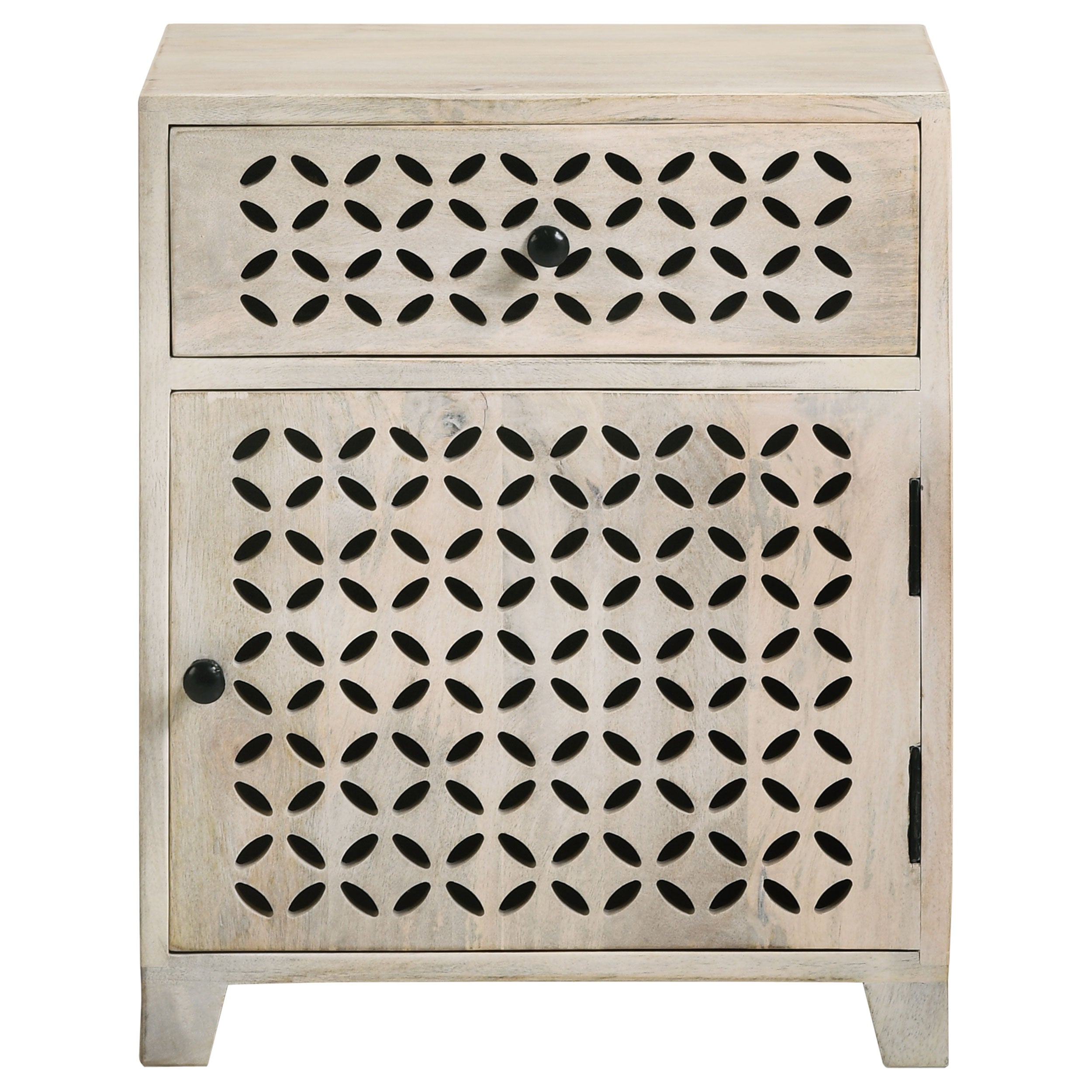 August 1-drawer Trellis Pattern Storage Cabinet White Washed — view 4