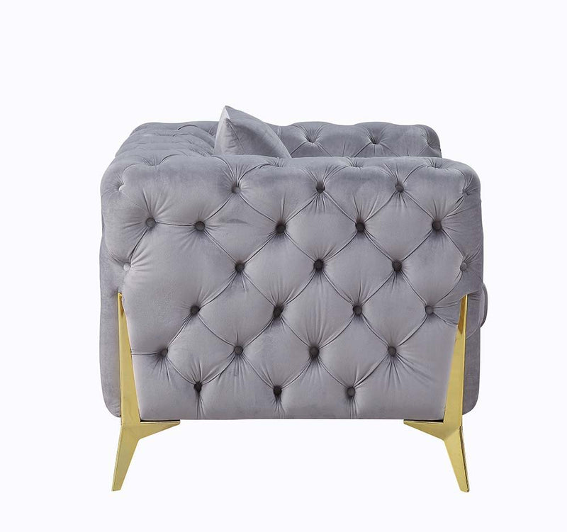 Jelanea - Chair - Gray Velvet & Gold Finish - Atlantic Fine Furniture Inc