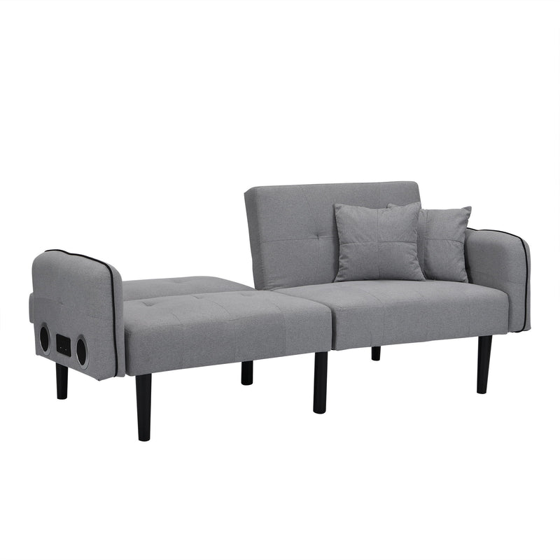 Modern Folding Ottoman Sofa Bed With Stereo System - Gray