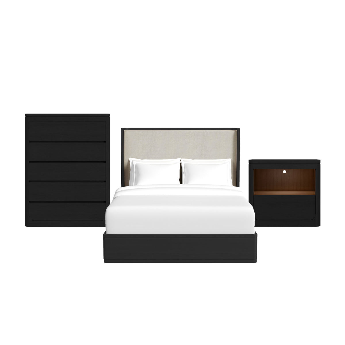 Rosalie Upholstered Bedroom Set in Black by Elements International, view 3