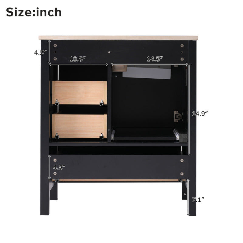 Modern Bathroom Vanity With Ceramic Sink, Solid Frame And Storage Solutions