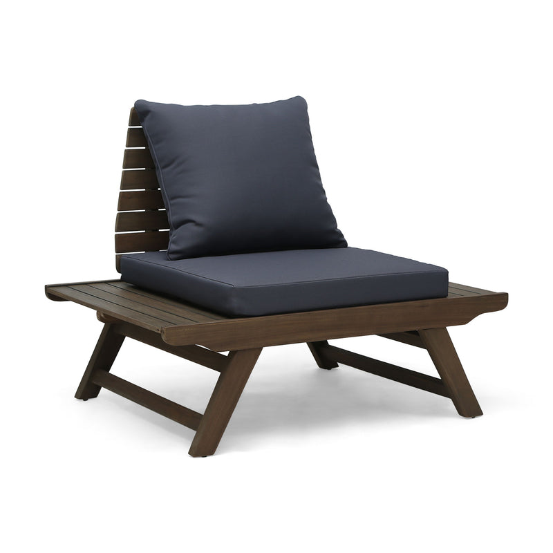 Aticus - 4 Person Outdoor Seating Group With Cushions, Slatted Club Chair - Dark Gray