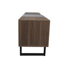 Modern TV With 3 Cabinets & Open Shelves, Color-Matching Media Console Table For Tvs Up To 80'', Entertainment Center With Drop Down Door For Living Room - Dark Brown