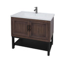 Modern Freestanding Bathroom Vanity With Ceramic Sink, Hot And Cold Faucet, Storage Cabinet & Open Shelf