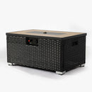 32" Propane Gas Fire Pit Table With Propane Tank Cover, 50000 Btu Rectangular Steel Fire Pit With Beautiful Wicker Base