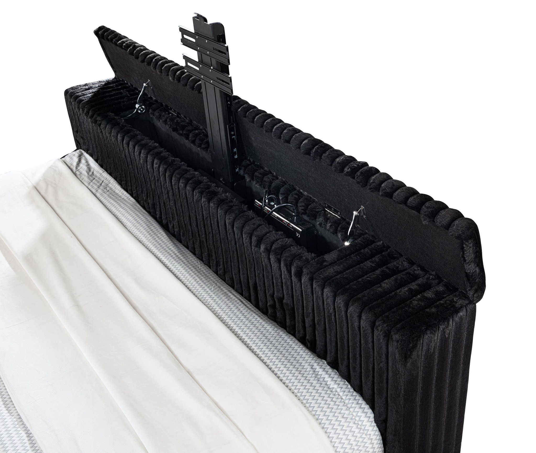 Centergrove Upholstered Eastern King Wingback TV Bed Black