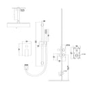 Ceiling Mounted Square Shower System With Adjustable Slide Bar, 16" Rainfall Shower With Handheld - Matte Black