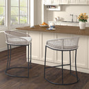 Coastal Woven Counter Stool With Upholstered Seat