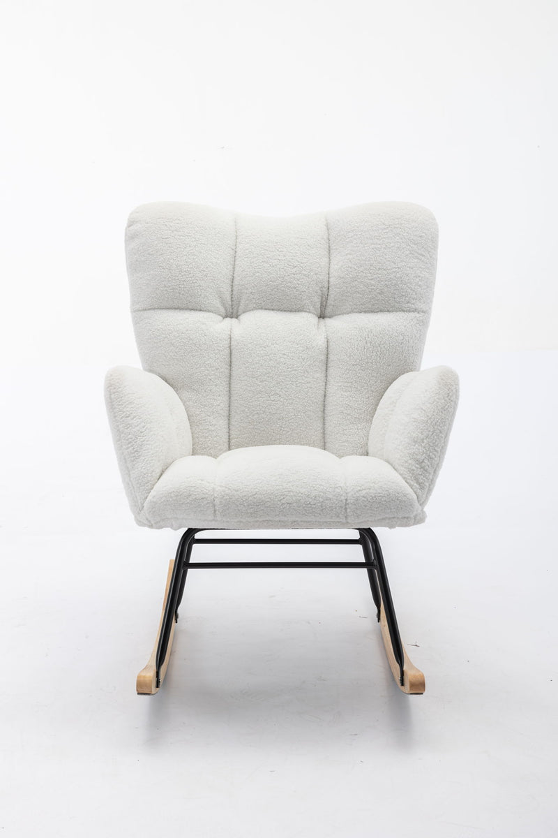 Teddy Fabric Rocking Gilder Nursery Chair For Living Room Indoor - Ivory