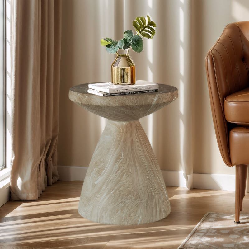 Outdoor Geometric End Table - Marble