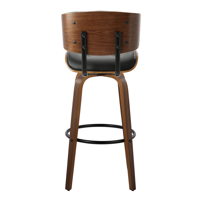 Lombardi - Mid-Century Modern Fixed Height Barstool With Swivel With Round Footrest (Set of 2)