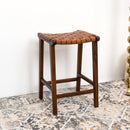 James - Mid-Century Modern Genuine Leather Counter Stool