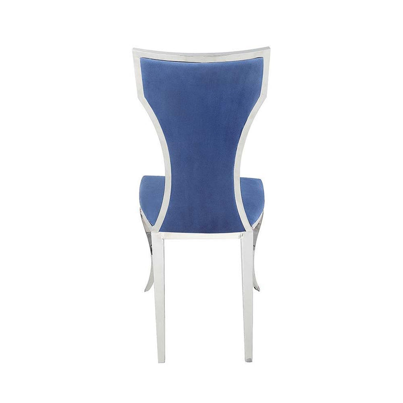 Azriel - Side Chair (Set of 2) - Blue Velvet & Mirroed Silver Finish - Atlantic Fine Furniture Inc