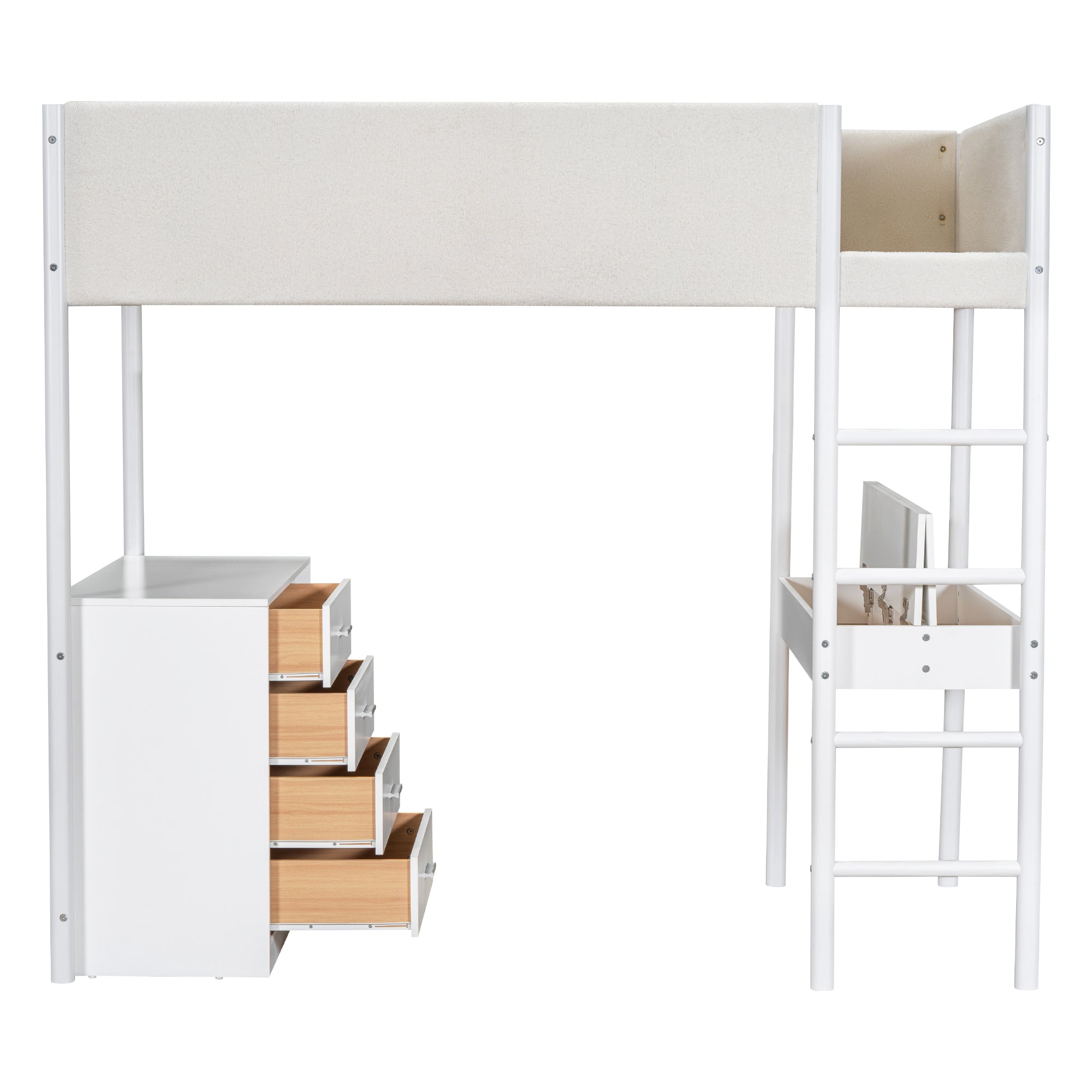 Twin Size Teddy FleeceLoft Bed Wood Bed, White - Atlantic Fine Furniture Melbourne FL