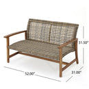 Outdoor Rattan Loveseat With Wooden Legs - Brown