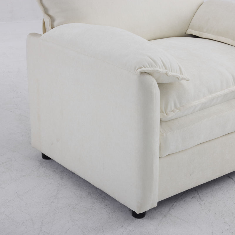 Oversized Reading Armchair With Thick Cushions, High Back Support