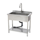 Stainless Steel Freestanding Utility Sink With Pull Out Faucet, Large Single Bowl - Brushed Nickel