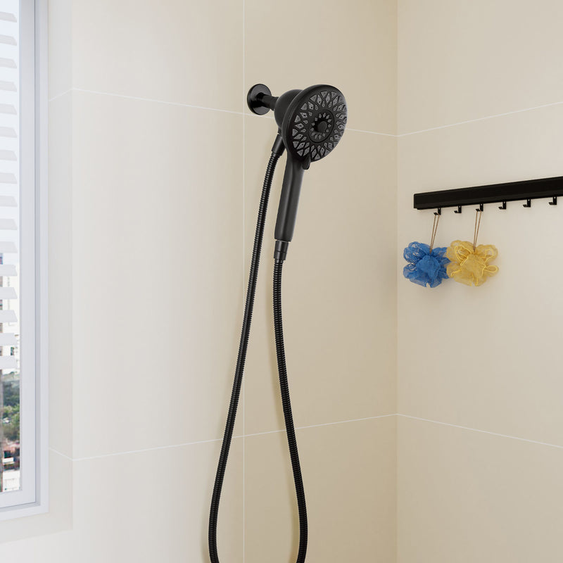 High Pressure Shower Heads 6 Spray Mode Handheld Shower With 60" Stainless Steel Hose - Matte Black