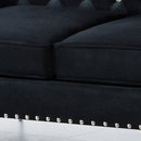 Modern Sofa Jeweled Buttons Tufted Square Arm Couch, 2 Pillows Included