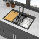 Waterfall Kitchen Sink With Pull Out Faucet & Cup Washer