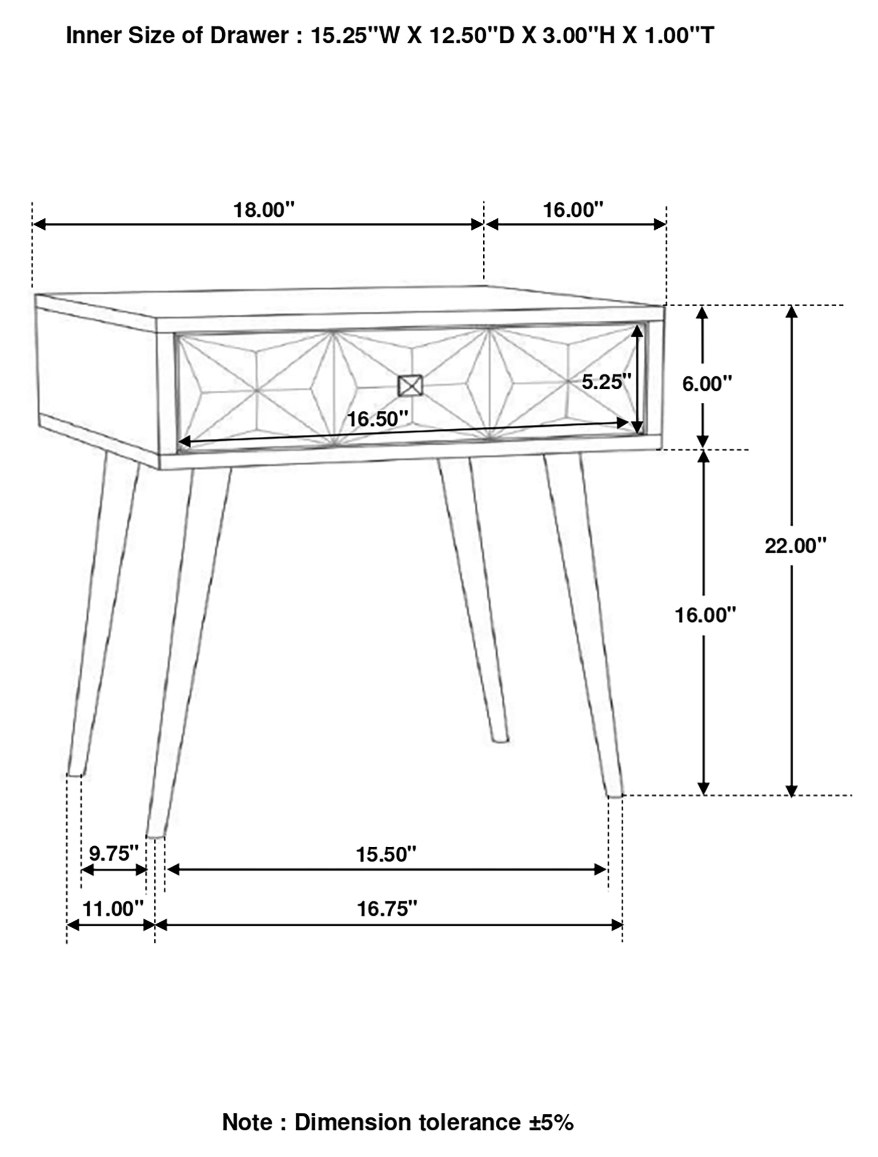 Ezra 1-drawer Rectangular Accent Side Table Coffee Brown — view 12